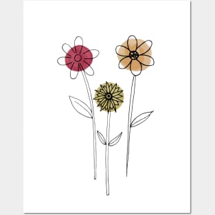 Line Contour Minimalist Flowers Posters and Art
